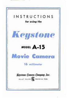 Keystone A 15 manual. Camera Instructions.